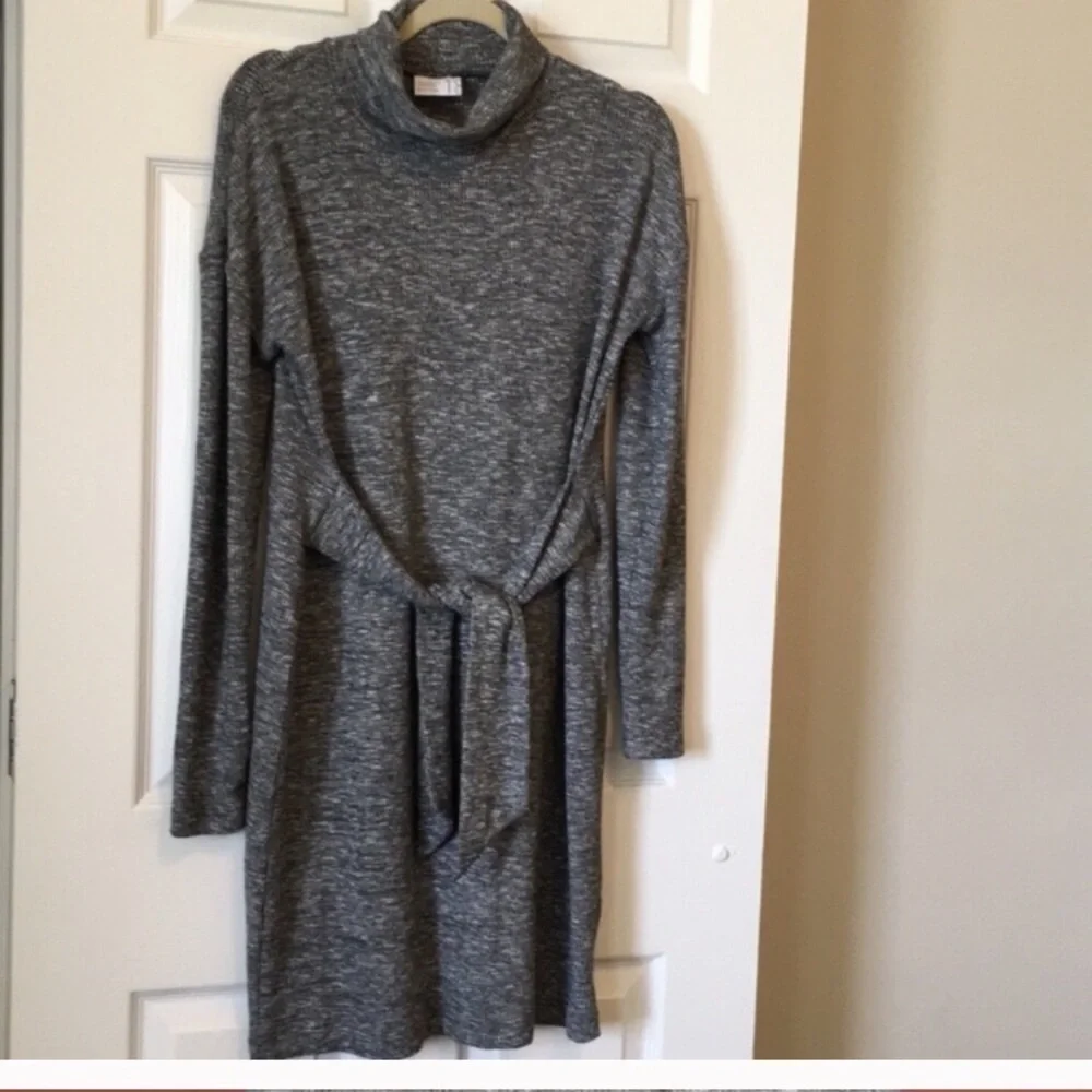 NWT Anthropologie Gray Tie Front Sweater Dress